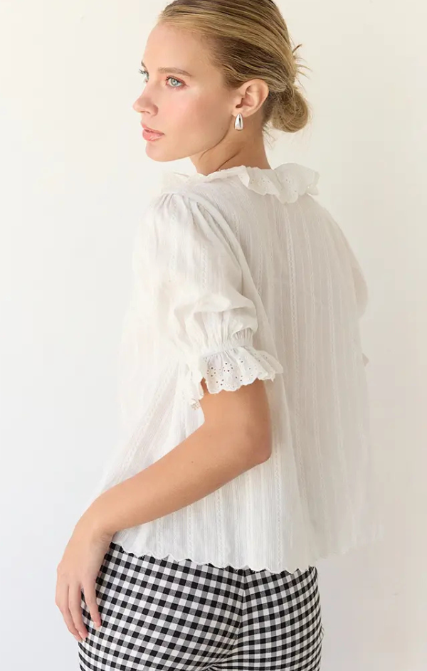 Viola V Neck Ruffle Blouse