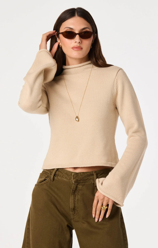 May Bell Sleeve Mockneck Sweater – Mint