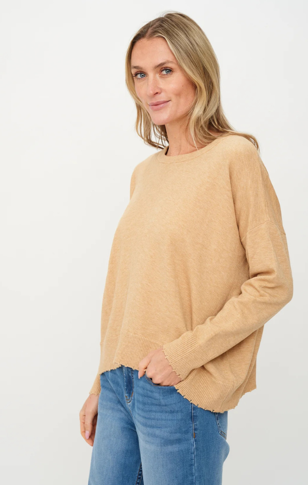 Angii Frayed Crew Sweater
