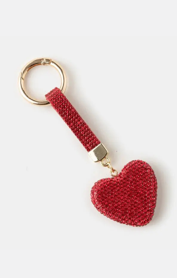 Pave Rhinestone Studded Heart Bag Charm