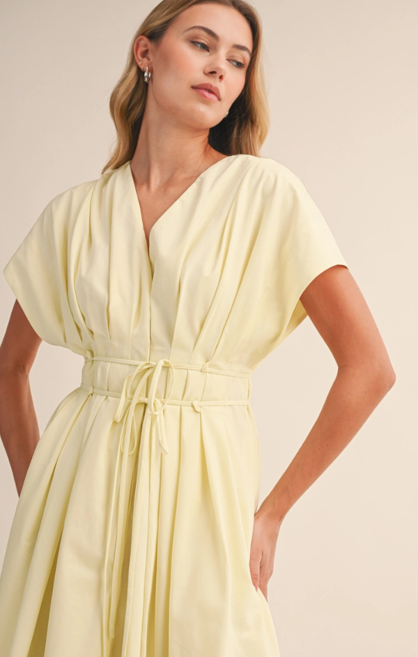 short sleeve pleated dress MarlaWynne WynneCollection Stretch Tech Short-Sleeve Pleated Dress - Blue