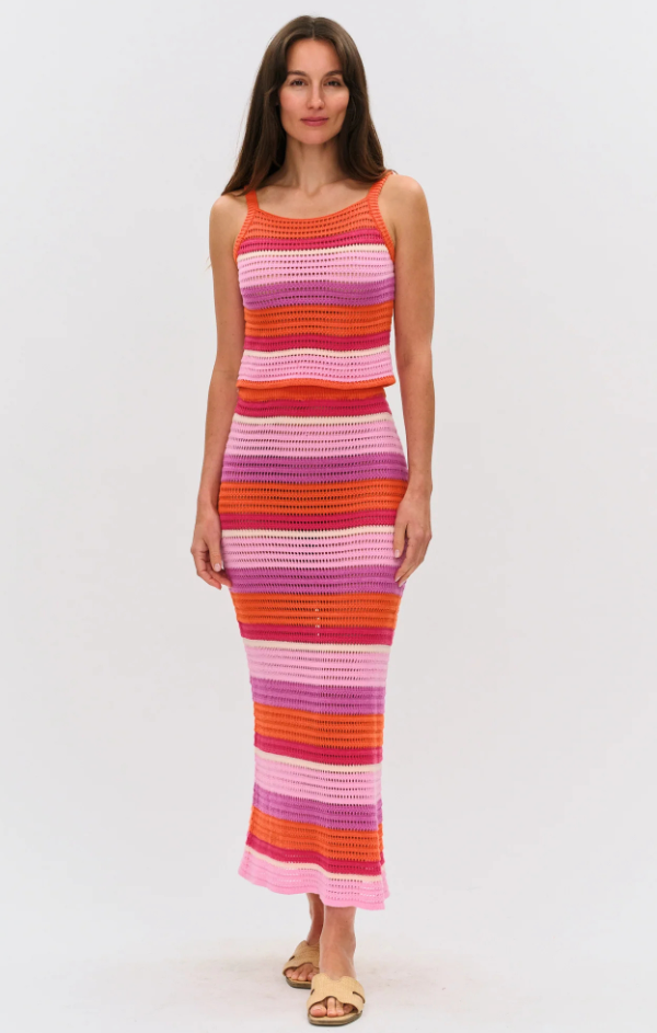Sienna Color Block Crochet Skirt M