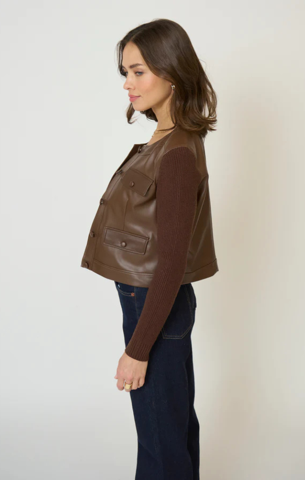 Astrid Vegan Leather Mixed Media Jacket