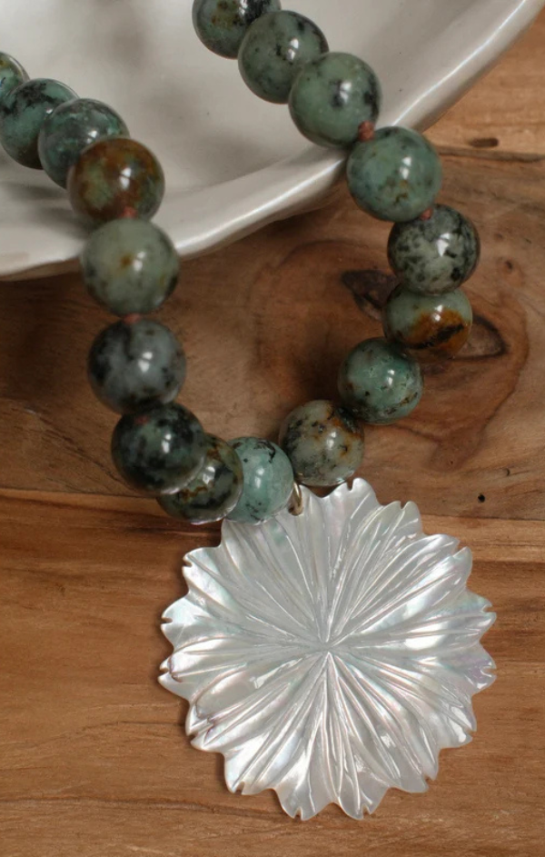 Martha Flower Necklace Turquoise