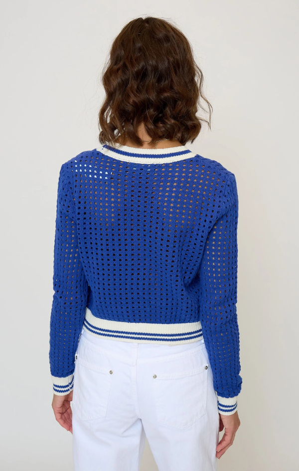 Junie Varsity Mesh Stitch Cardigan