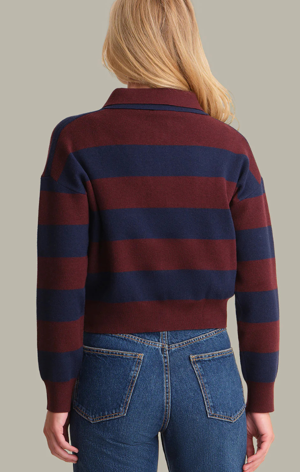 Lennon Double Johnny Collar Rugby Stripe Pullover