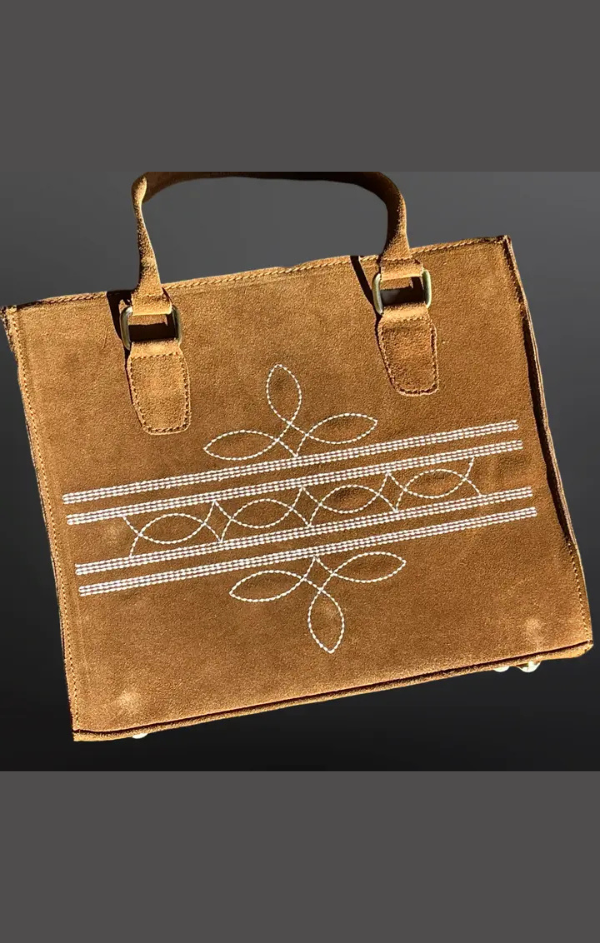 Western Boot Stitch Suede Leather Handbag