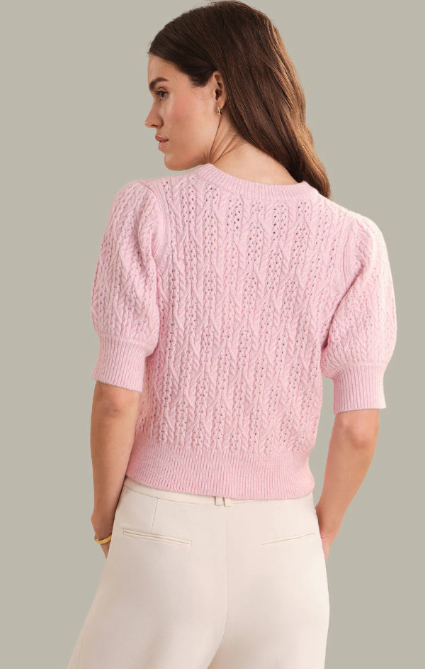 Blaire Cable Knit Puff Sleeve Pullover