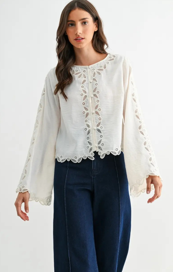 Melanie Scallop Embroidered Lace Blouse