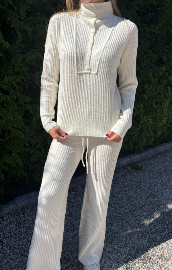 Funnel Neck Henley Sweater