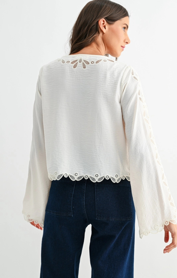 Melanie Scallop Embroidered Lace Blouse