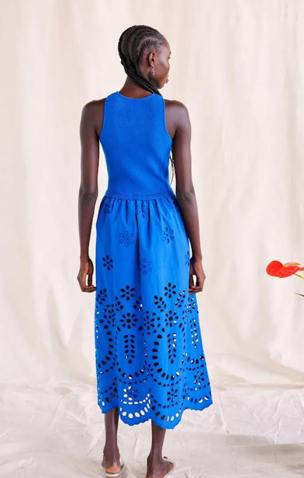 Dawn Knit and Eyelet Midi Dress – Mint