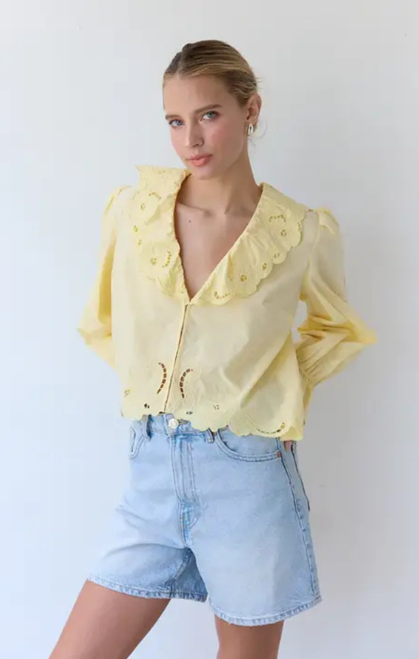 Belle Embroidery Ruffle Blouse