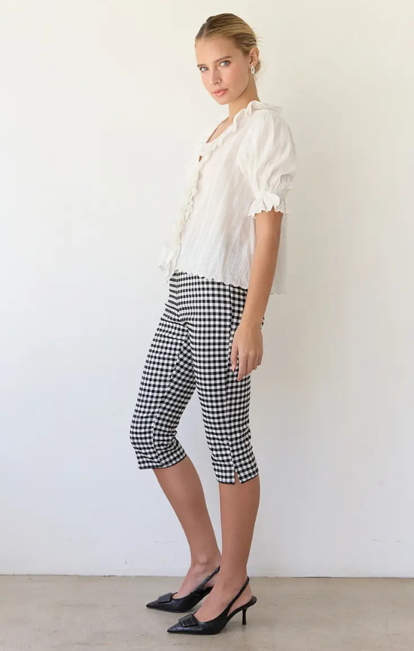 Viola V Neck Ruffle Blouse