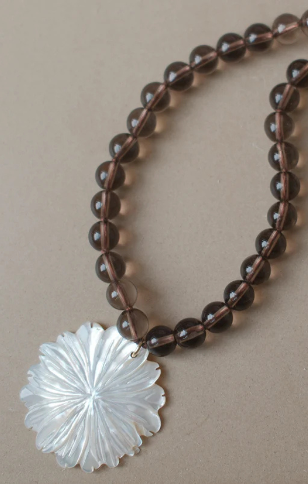 Martha Flower Necklace Smoky Quartz