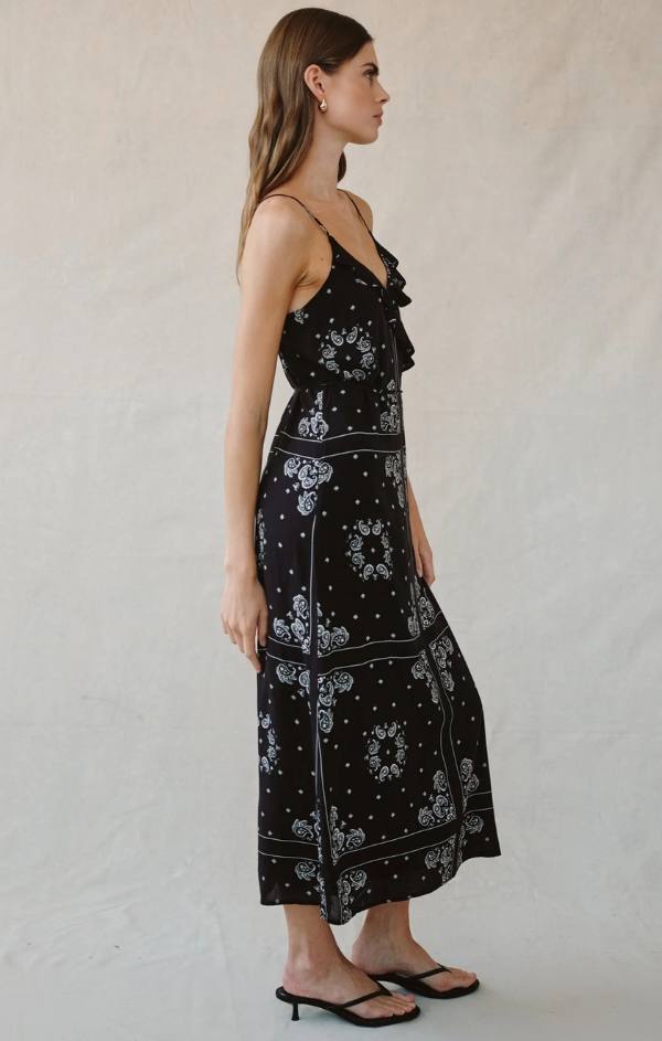Ruffle Cami Midi Dress in Bandana Print