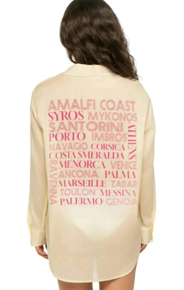Oversized Destinations Shirt in Lemon Tint
