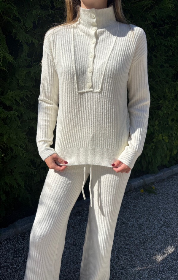 Funnel Neck Henley Sweater