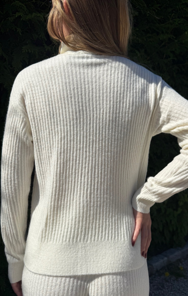Funnel Neck Henley Sweater