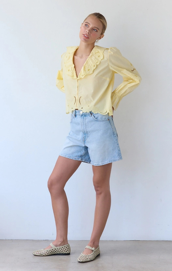 Belle Embroidery Ruffle Blouse