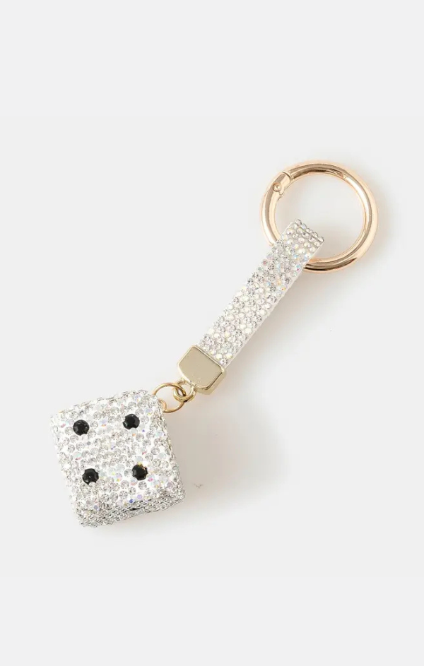 Pave Dice and Tag Bag Charm