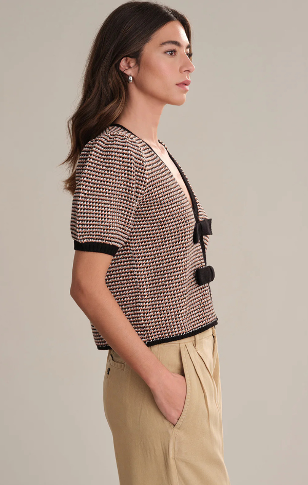 Elaine Puff Sleeve Tie Front Cardigan