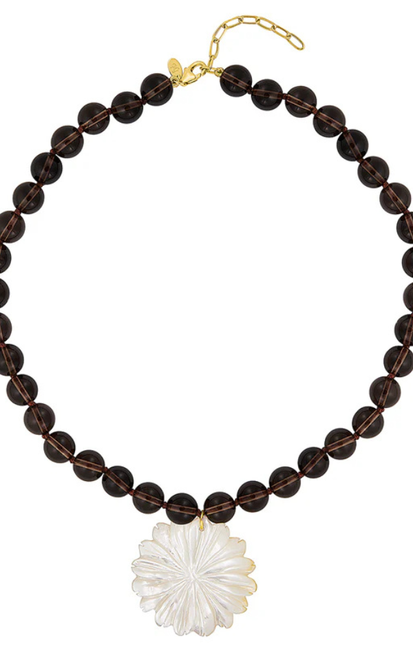 Martha Flower Necklace Smoky Quartz