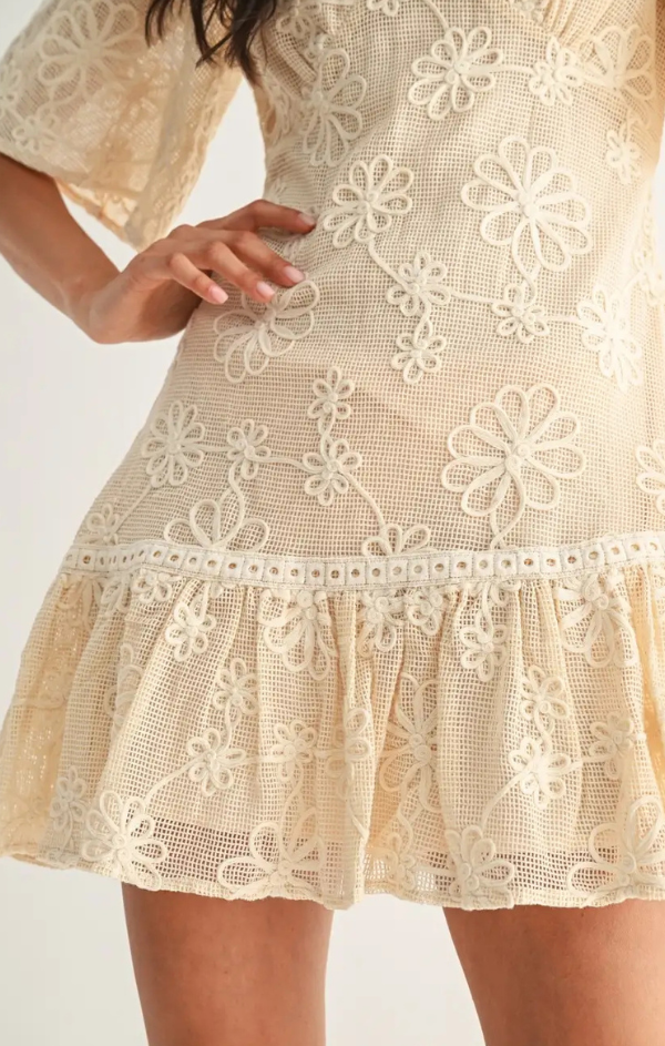 Elegant Floral Lace Mini Dress