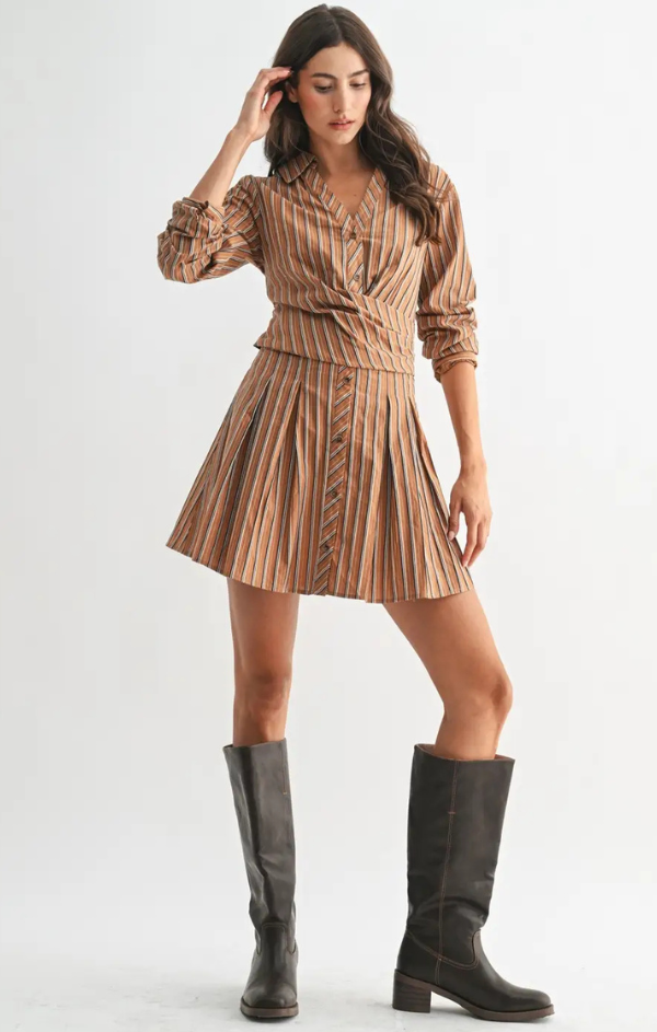 Leanne Striped Collared Shirt Dress