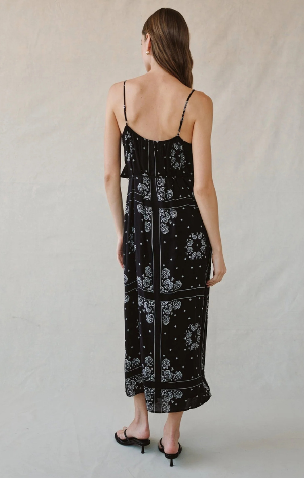 Ruffle Cami Midi Dress in Bandana Print