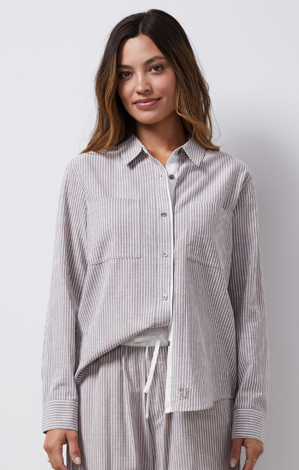 striped button up blouse