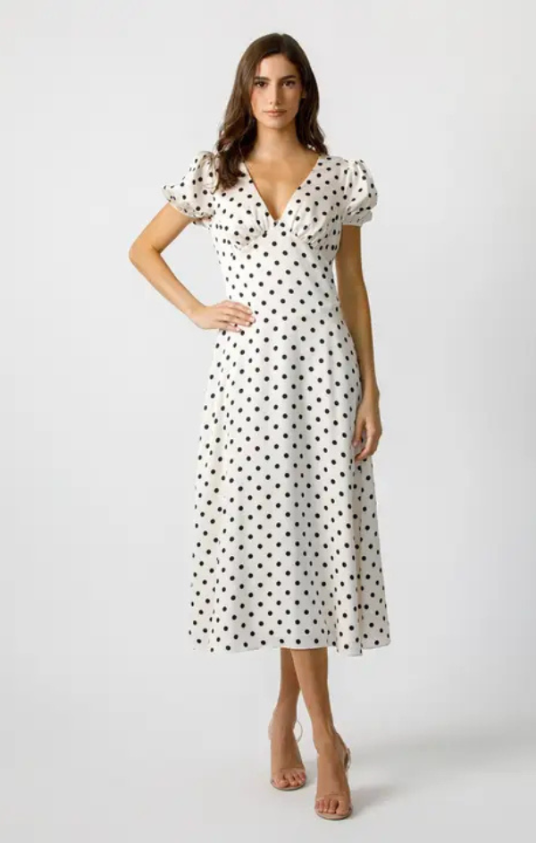 Dorothy Puff Sleeve Polka Dot Maxi S
