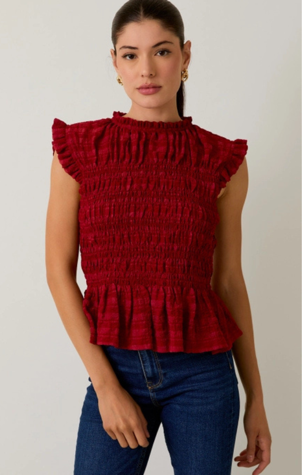 Rennes Ruffle Neck Smocked Top