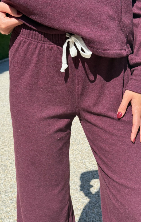 Wide Leg Drawstring Pant in Port