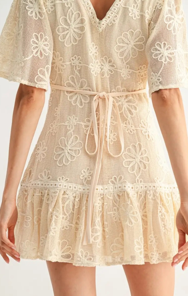 Elegant Floral Lace Mini Dress