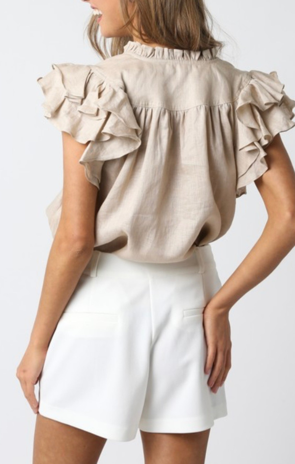 tiered flutter sleeve blouse