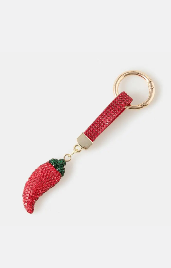Pave Red Chili and Tag Bag Charm