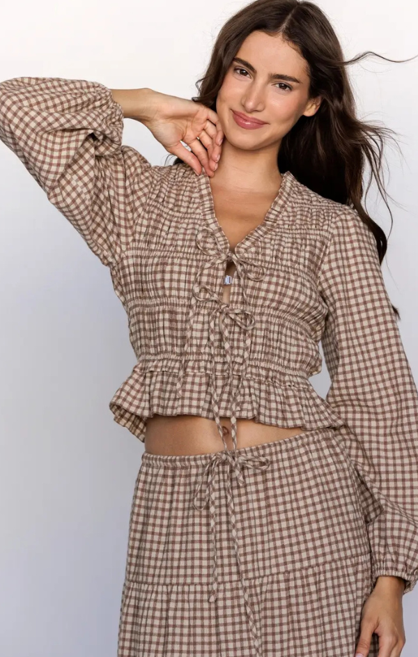 Maple Gingham Smocked Top