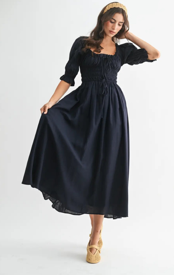 Pricilla Off Shoulder Smocked Midi