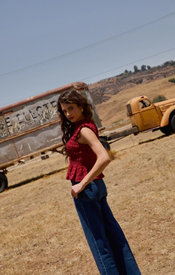 Rennes Ruffle Neck Smocked Top