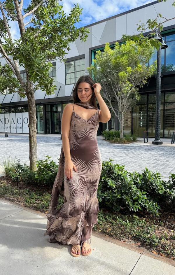 Cowl Maxi Dress with Sash