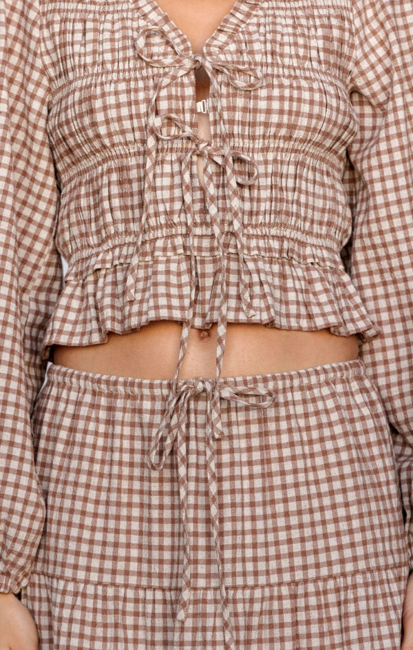 Maple Gingham Smocked Top