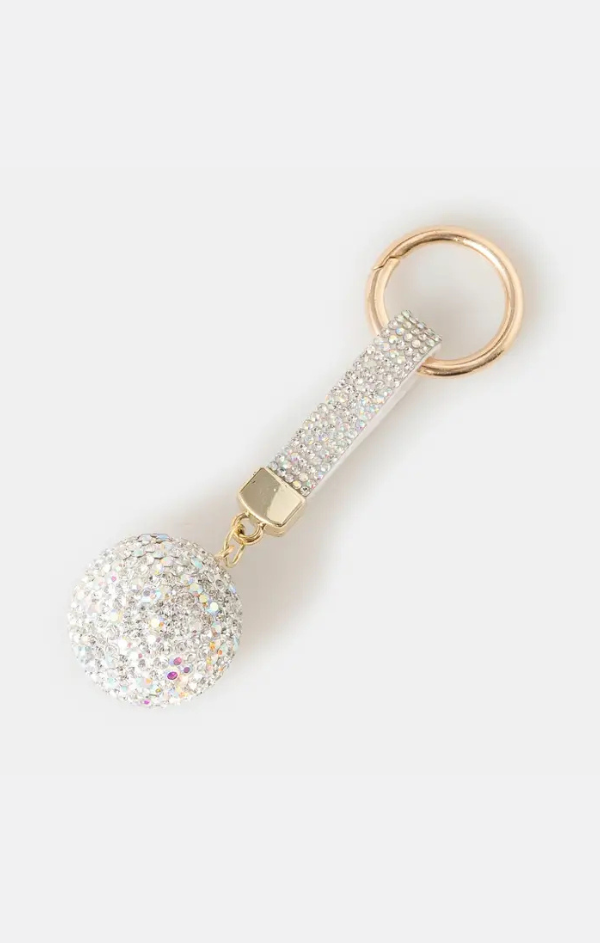 Pave Disco Ball and Tag Bag Charm