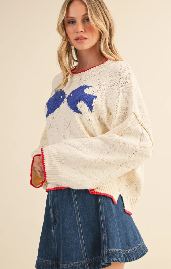 Nori Fish Printed Sweater Top