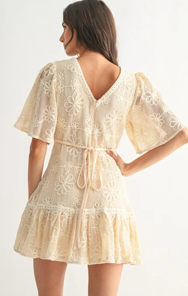 Elegant Floral Lace Mini Dress