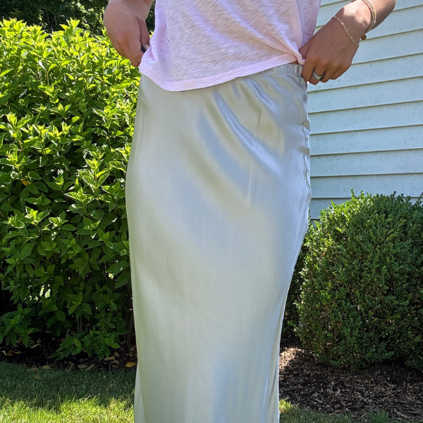 Leila Bias Cut Skirt – Mint