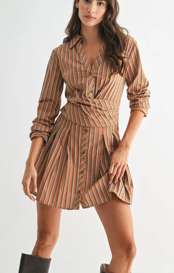 Leanne Striped Collared Shirt Dress
