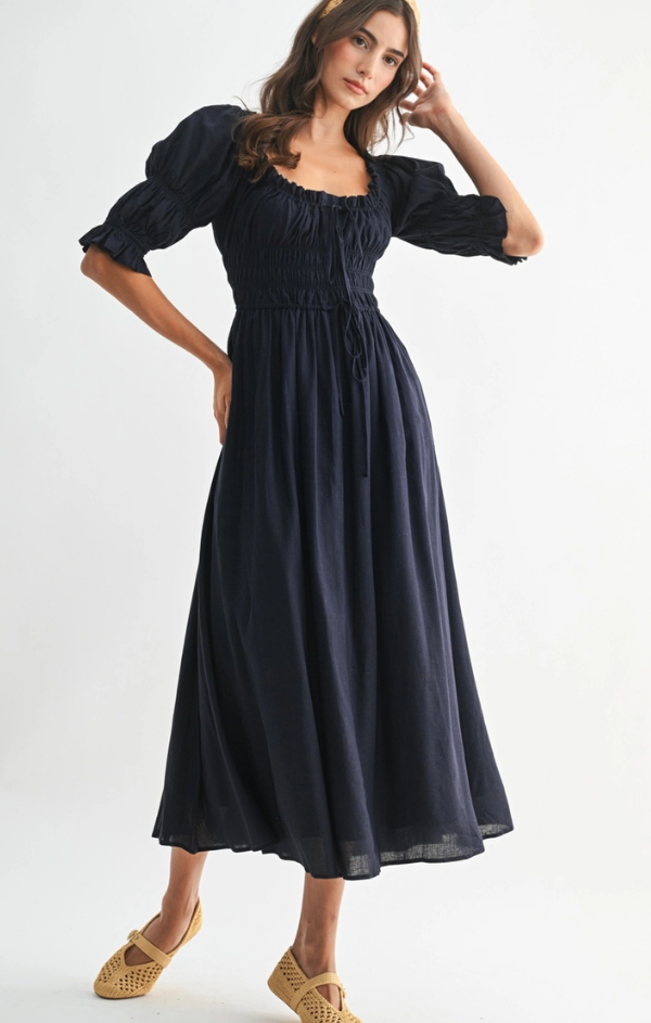 Pricilla Off Shoulder Smocked Midi