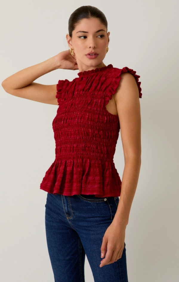 Rennes Ruffle Neck Smocked Top