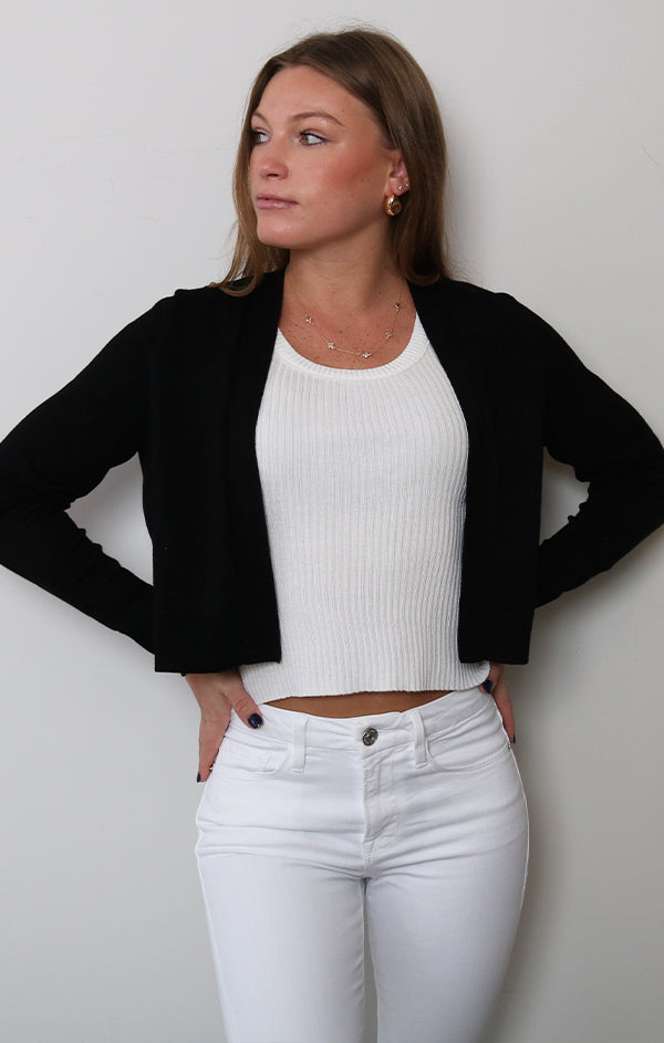 Long Sleeve Open Front Cropped Cardigan